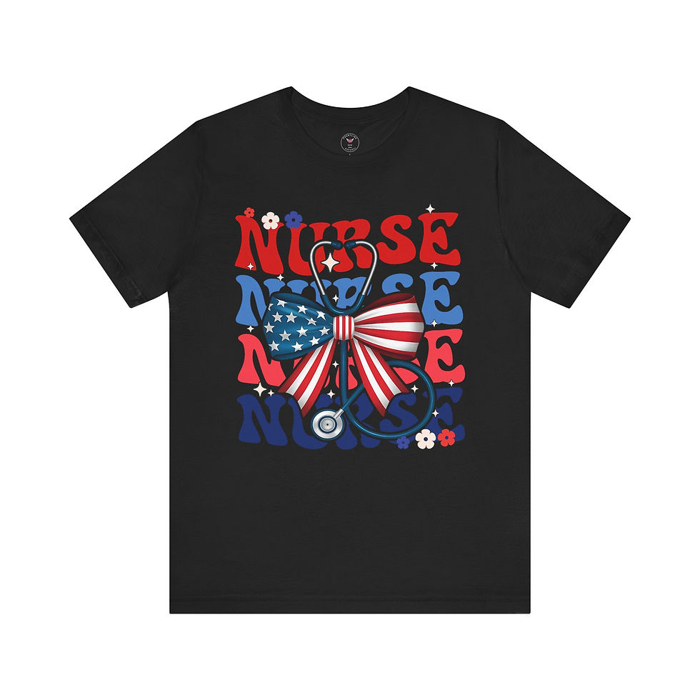 Thumbnail: Red, White, & Blue Nurse Bows Unisex Jersey Short Sleeve Tee