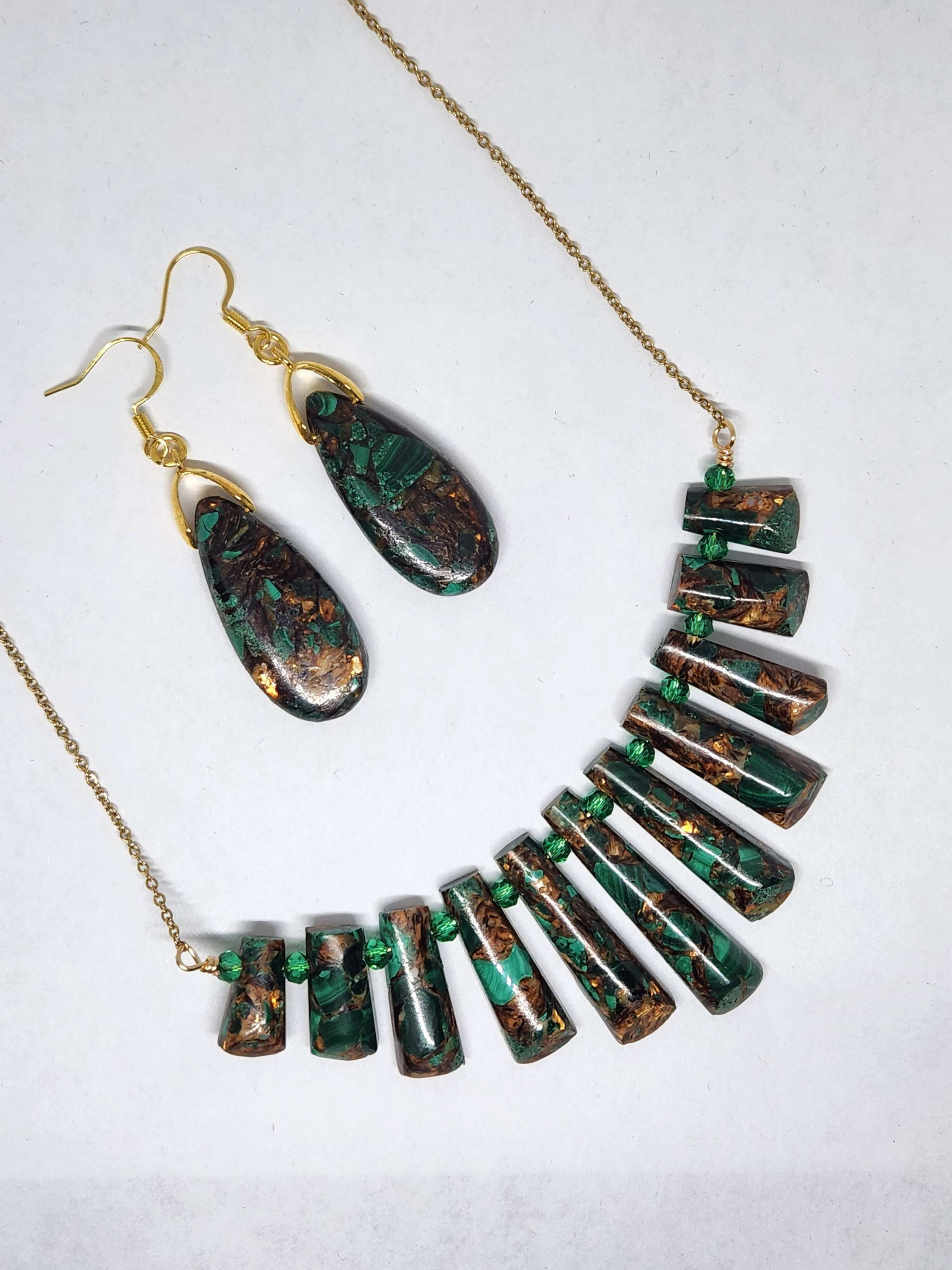 Malachite & Bronzite Jewelry Set