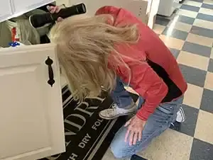 Visual review of interior cabinets and fixtures to observe general condition.