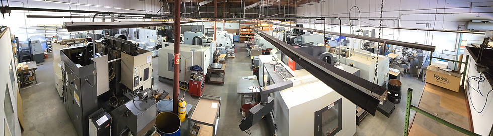 Inside view of L.F. Industries AS9100D certified CNC machine shop facility in Carlsbad, California
