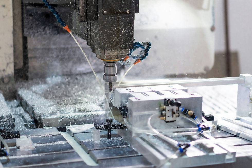 High-speed CNC aluminum machining with flood coolant and custom pneumatic production fixturing