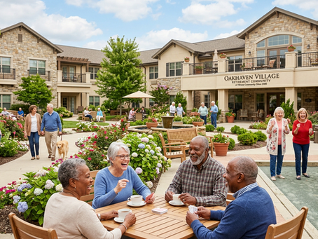Retirement Community with Seniors Enjoying Themselves