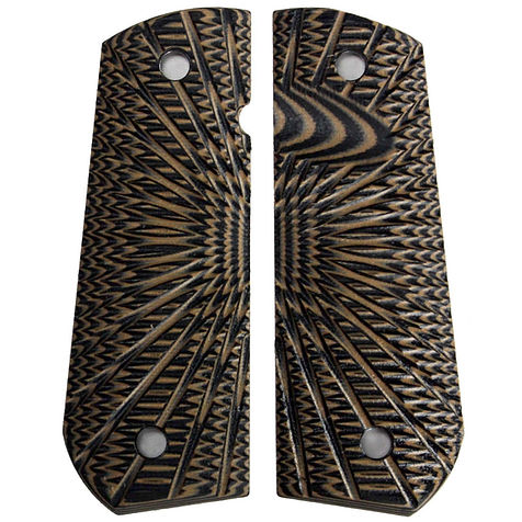 1911 Brown Black Aggressive Starburst G10 Grips