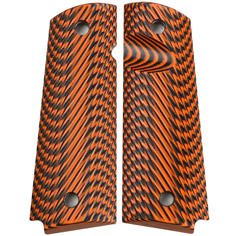 1911 Orange Black Cross Hatch G10 Grips