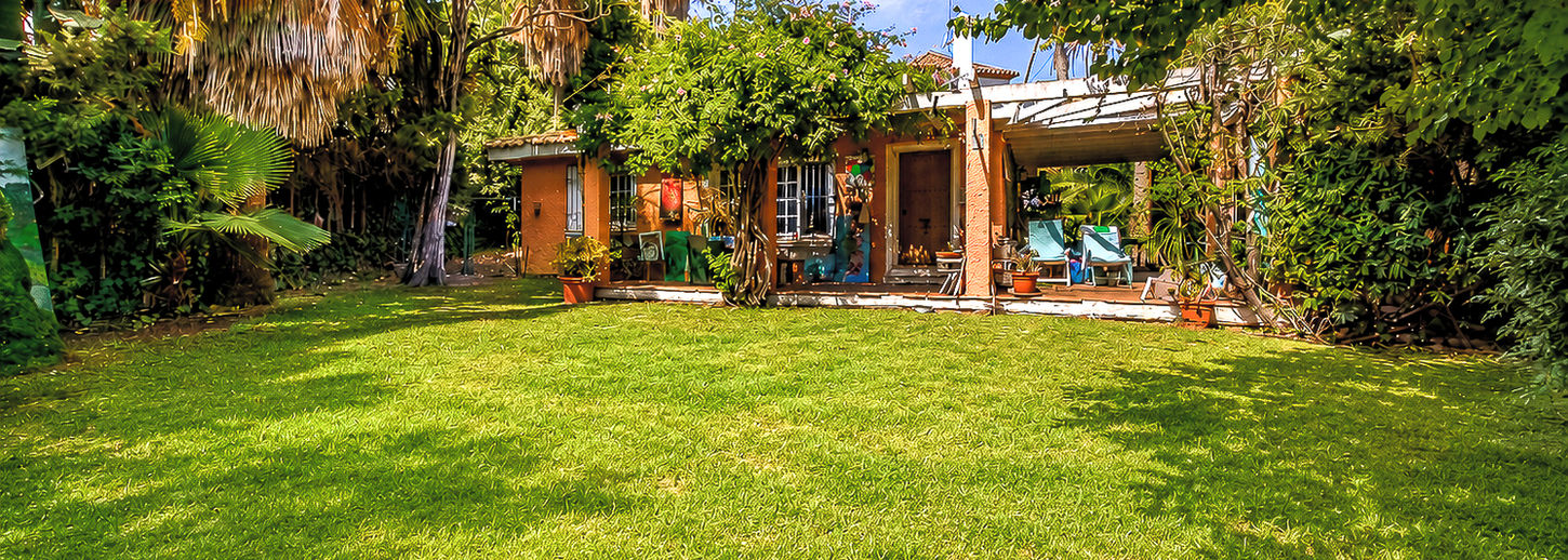 Amplio jardín privado con césped en Nueva Andalucía, Marbella
