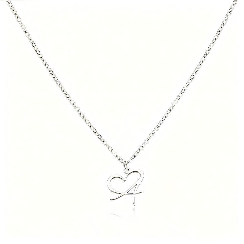 Thumbnail: Heart Initial Necklace – Letter Pendant (A–Z)