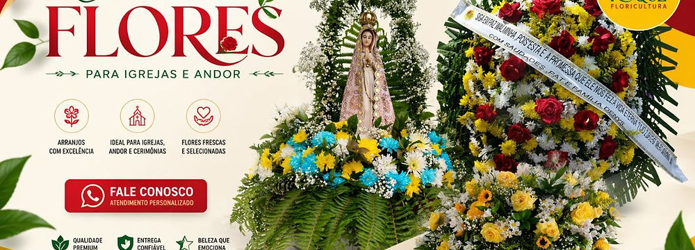 Coroa de Flores para igrejas, com arranjos variados