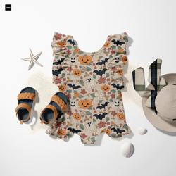 Baby Ruffle Swimsuit and Hat Mockup by Creatsy®