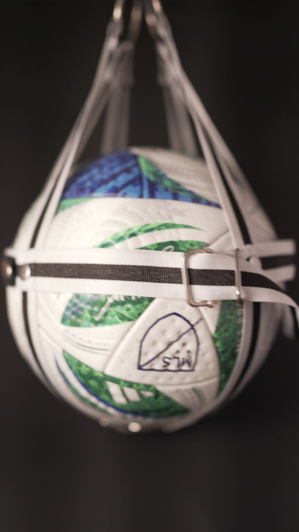 Thumbnail: El Tigre Fabric Ball Holder – Black & White with Gold Logo