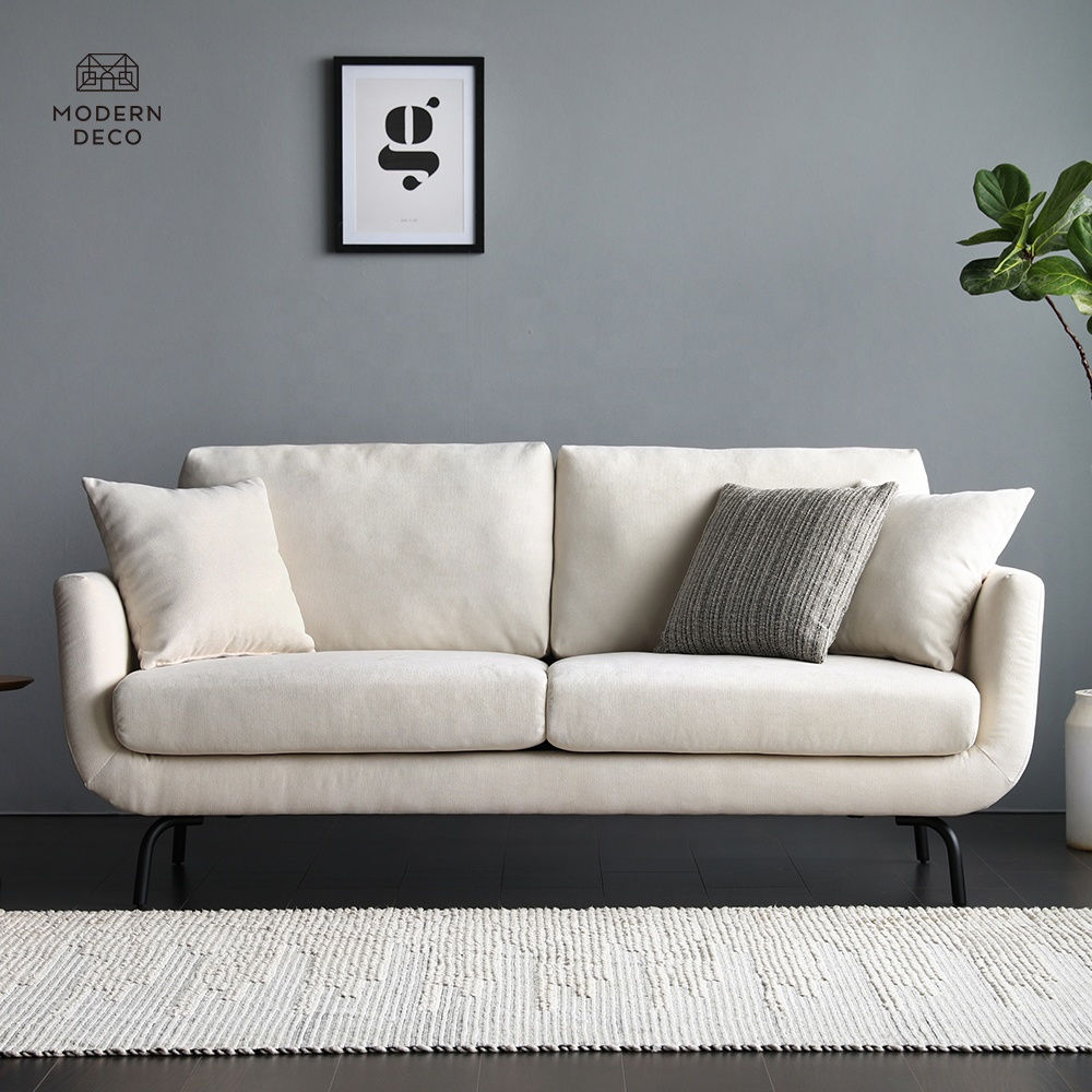 Furniture White Living Room 2 Seater Modern Nordic Scandinavian Upholstery Small