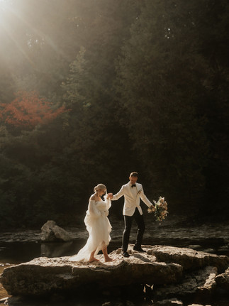 Elora Gorge wedding portraits of bride and groom