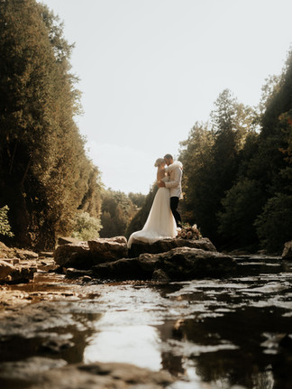 Elora Gorge wedding portraits of bride and groom