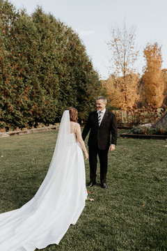 cranberry creek gardens chapel first look bride and dad