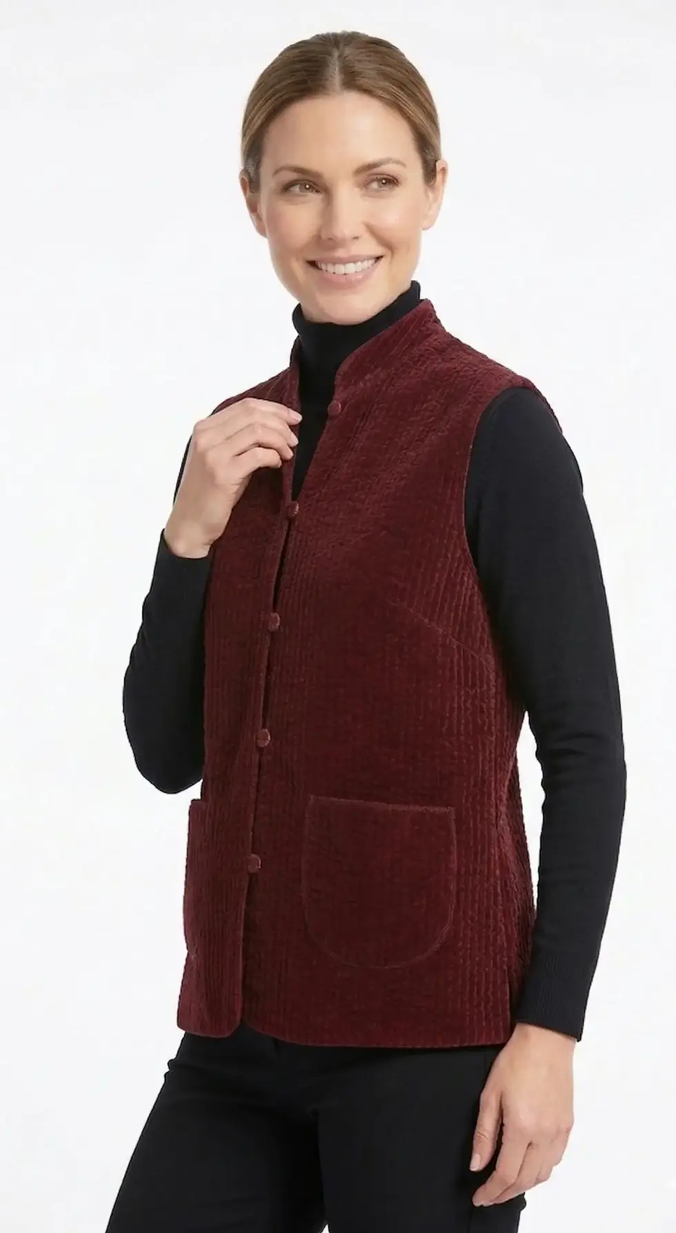 Miniature : Gilet en Velours et Coton Réversible "Rubino Velvet"