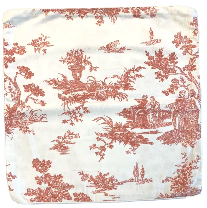Thumbnail: Cotton Cushion Toilee de Jouy Pink 42x42 cm (16.5x16.5 in)