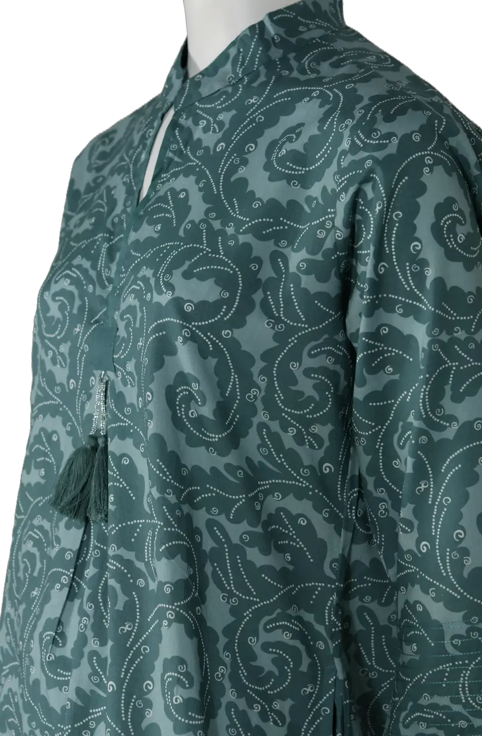 Thumbnail: Cotton Tunic "Aura Turquoise with Tassel"