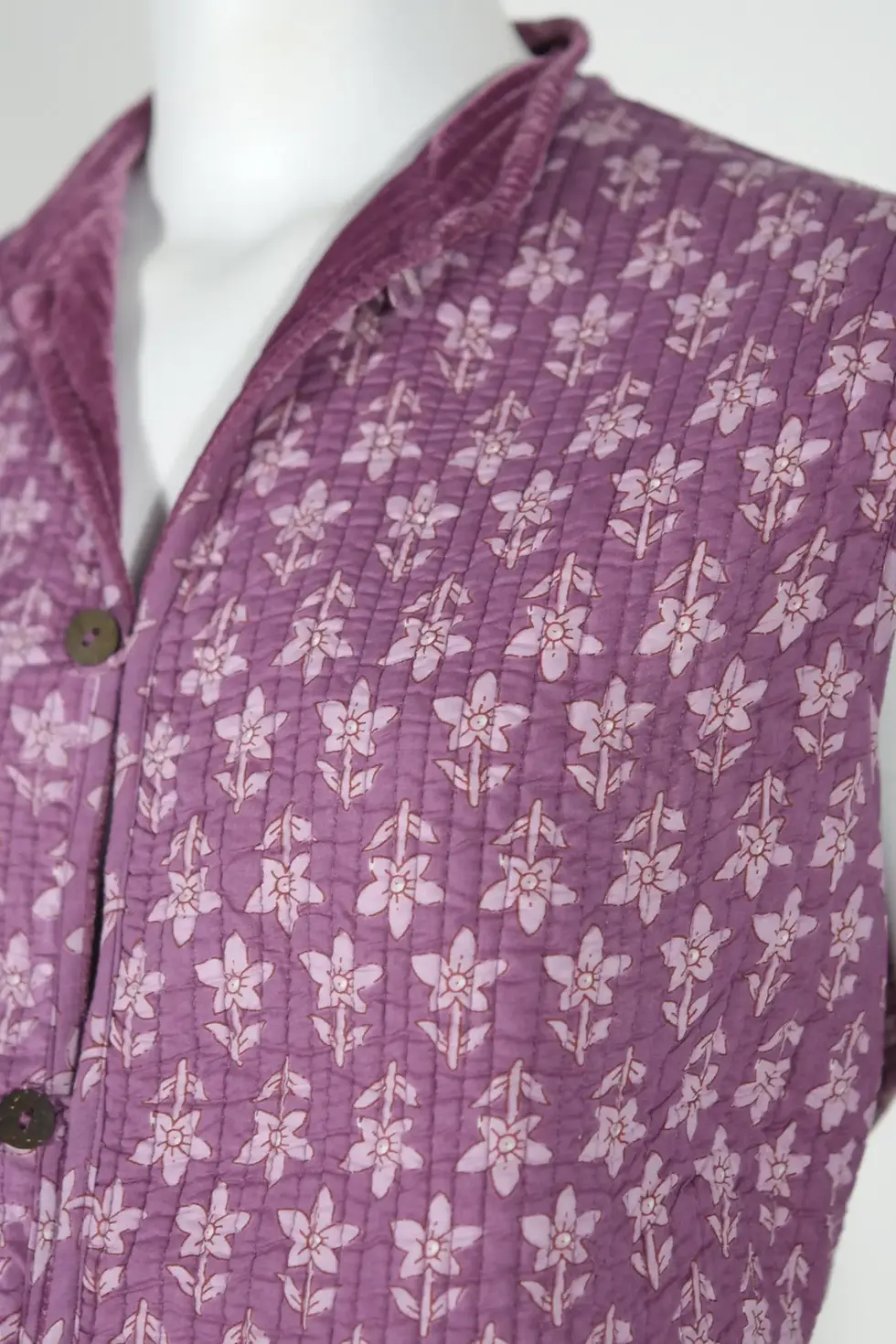 Miniature : Gilet en Velours et Coton Réversible "Prune Velvet"