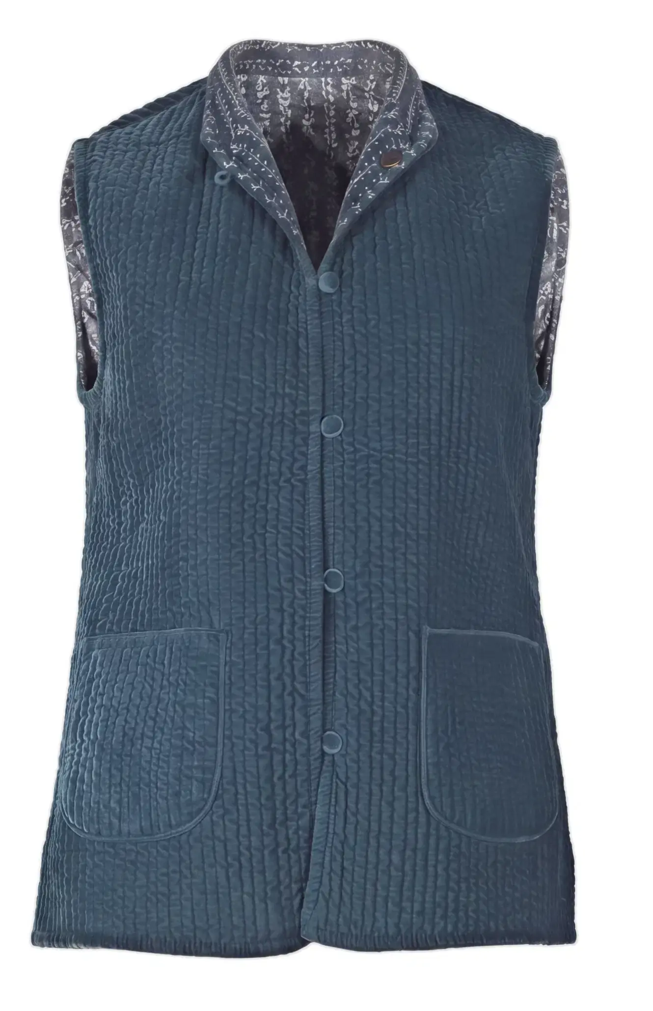 Wendbares Samt-Baumwoll-Gilet "Petrol"