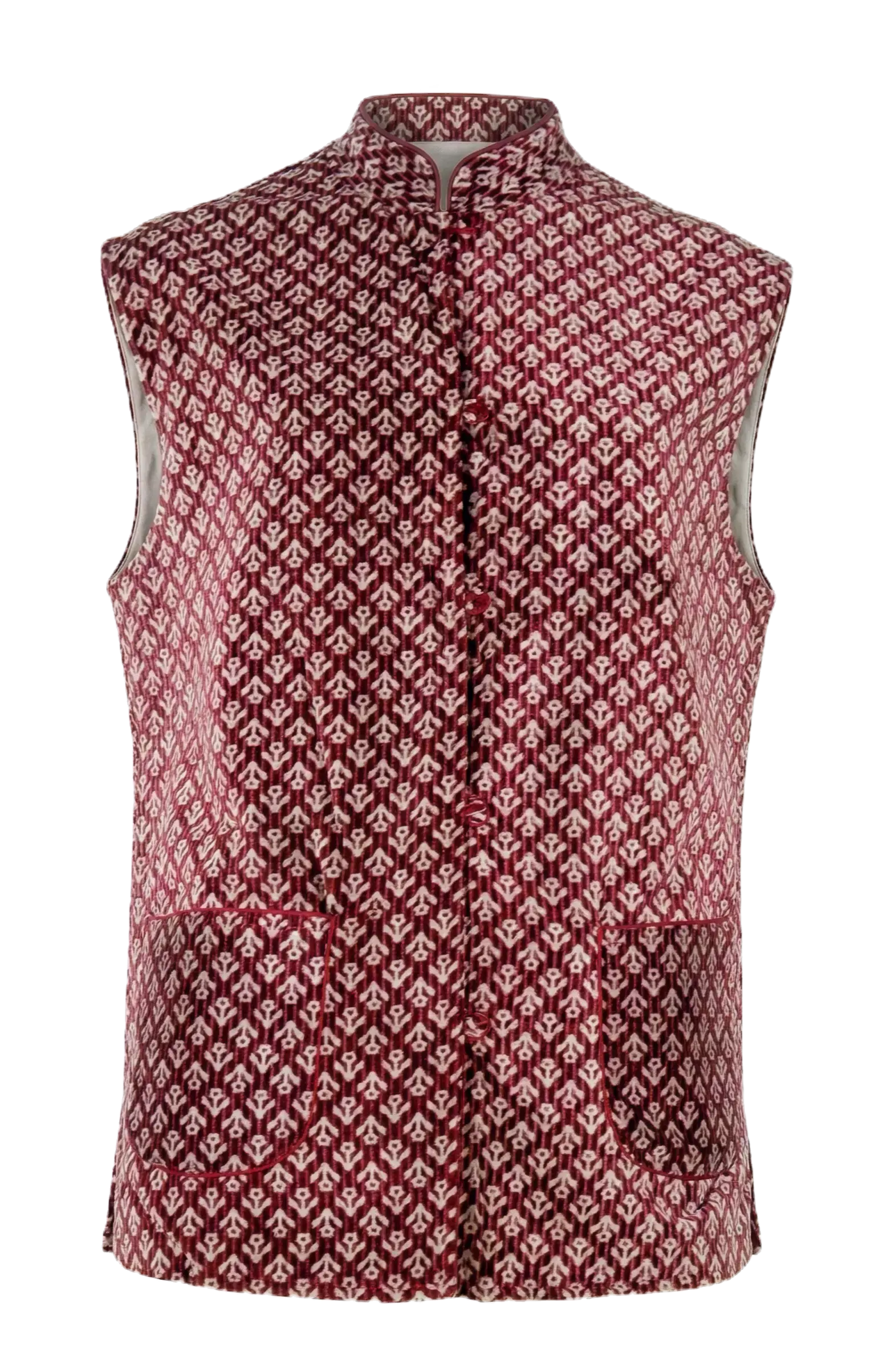 Gilet Velluto Reversibile "Rosso in Trama di Fiori"