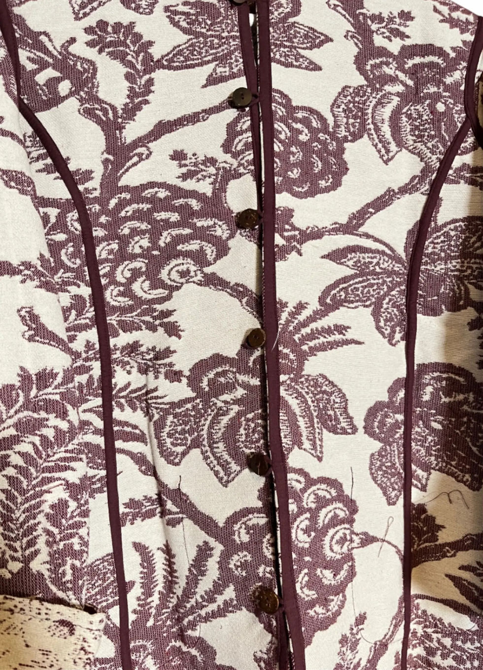 Miniature : Manteau Coton Jacquard Rouge