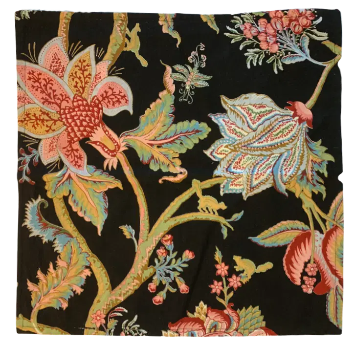 Thumbnail: Cotton Cushion Peacock Tree Black 42x42 cm (16.5x16.5 in)