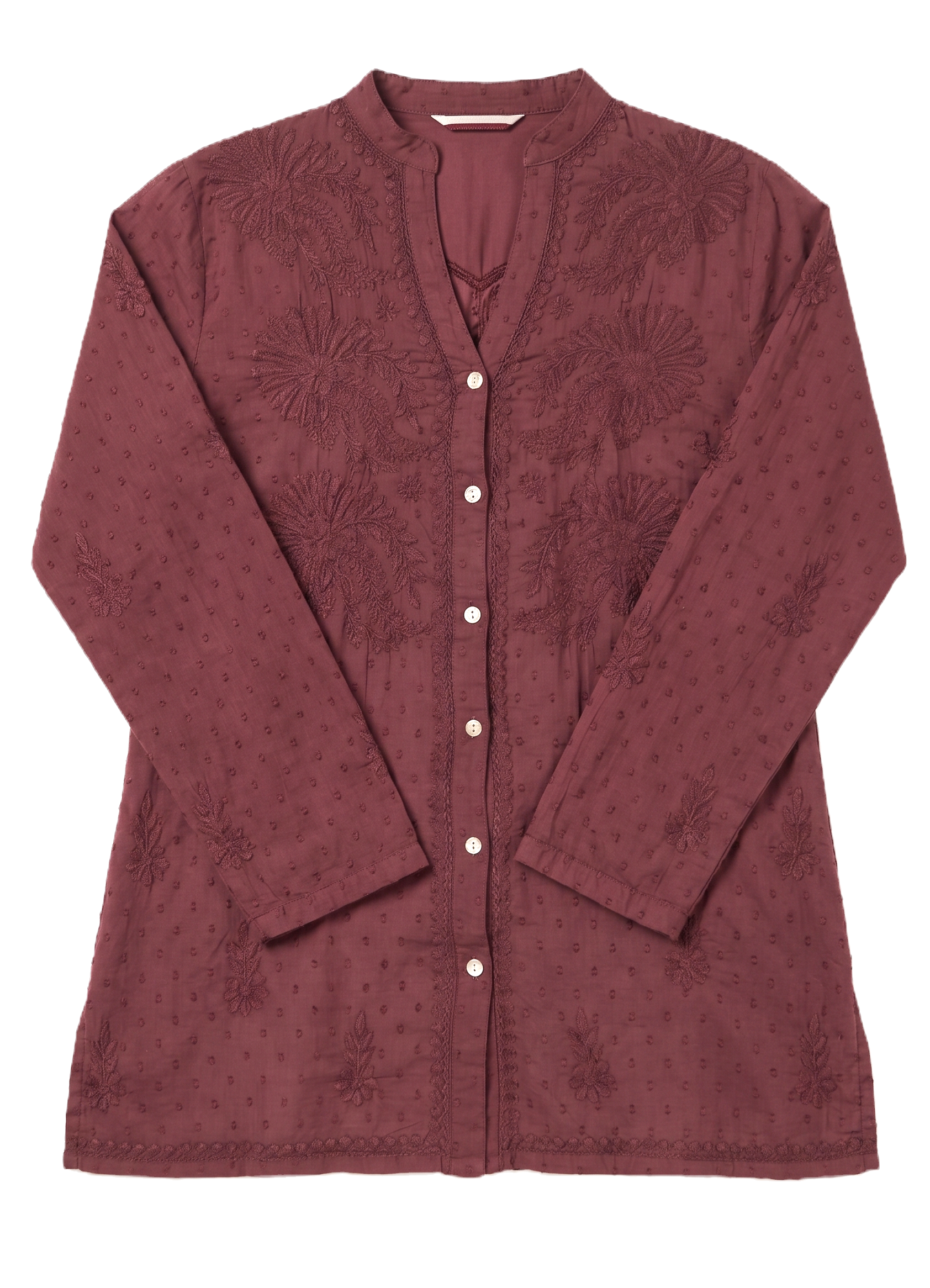 Camicia Cotone Ricamato "Vino Intenso"