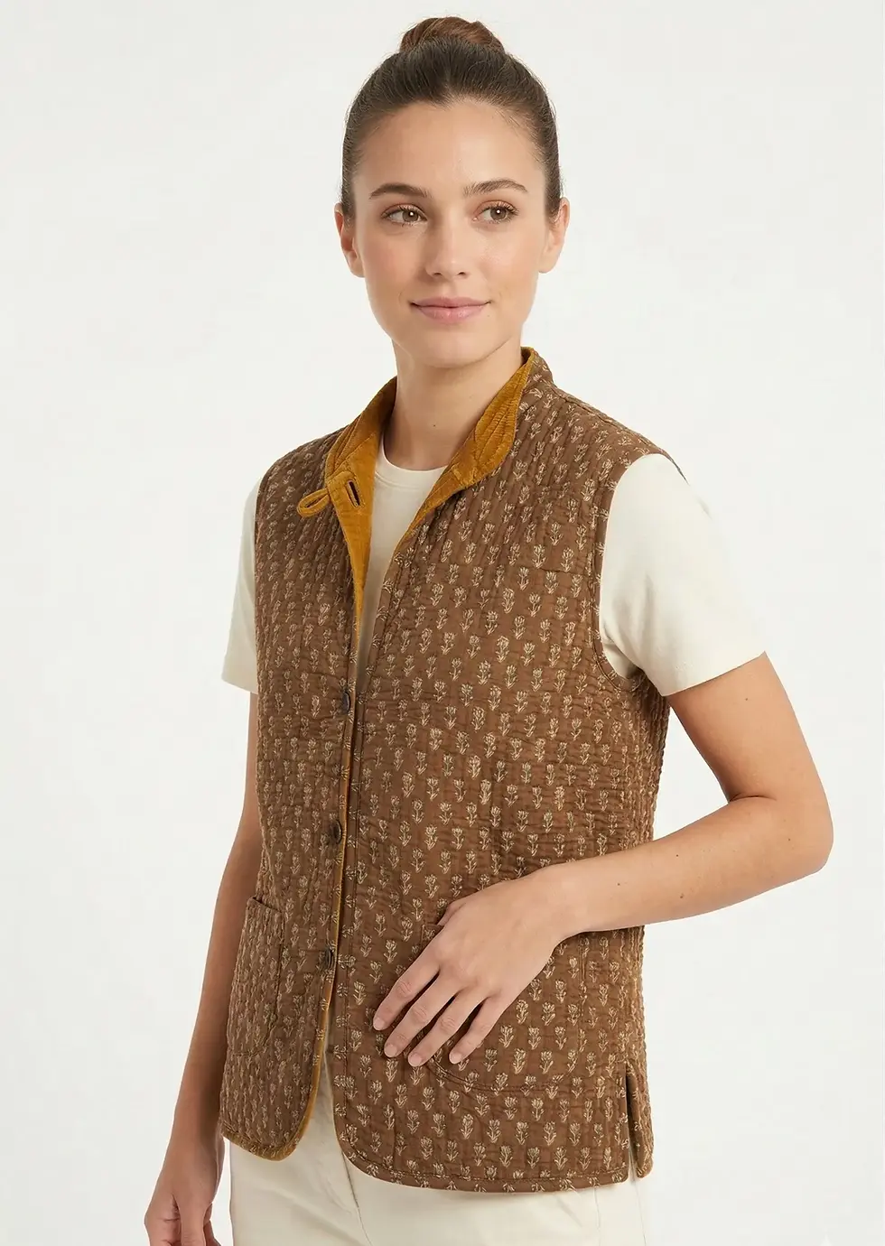 Miniaturbild: Wendbares Samt- und Baumwoll-Gilet "Marigold Velvet"