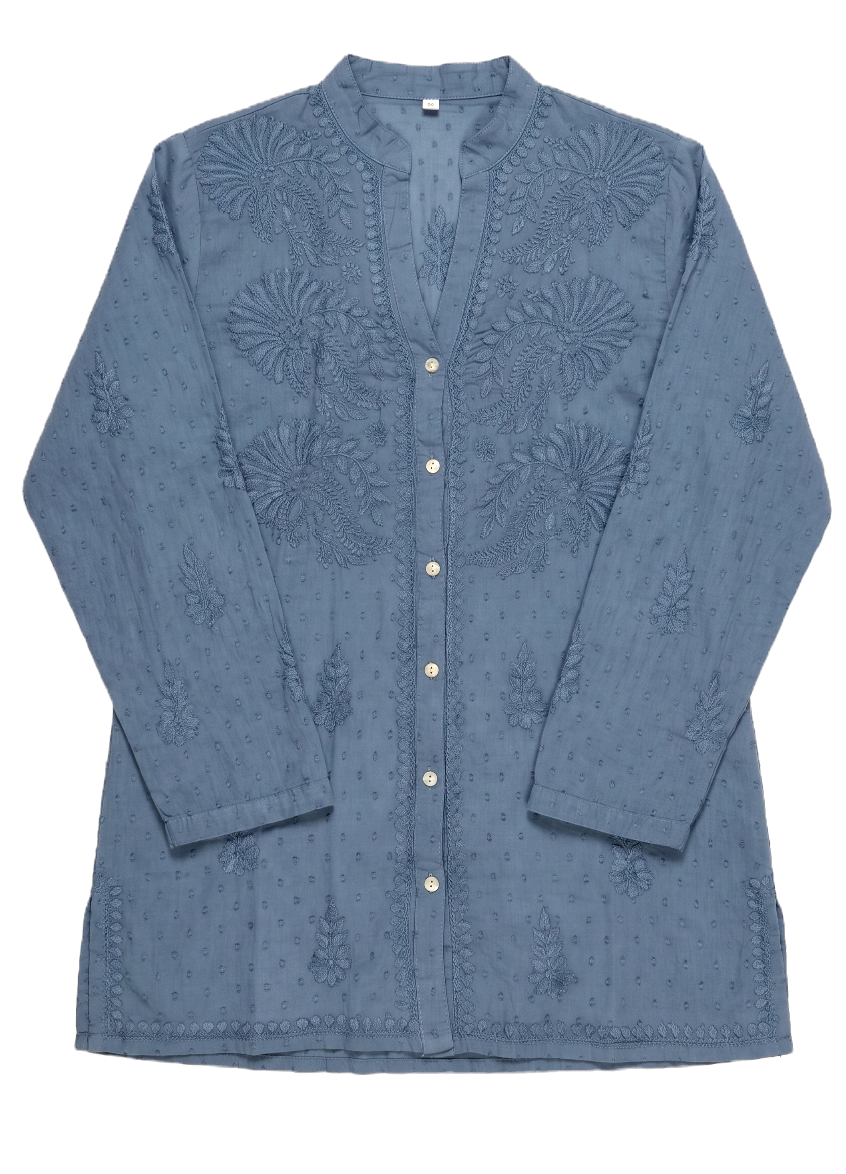 Camicia Cotone Ricamato "Blu d'Oltremare"