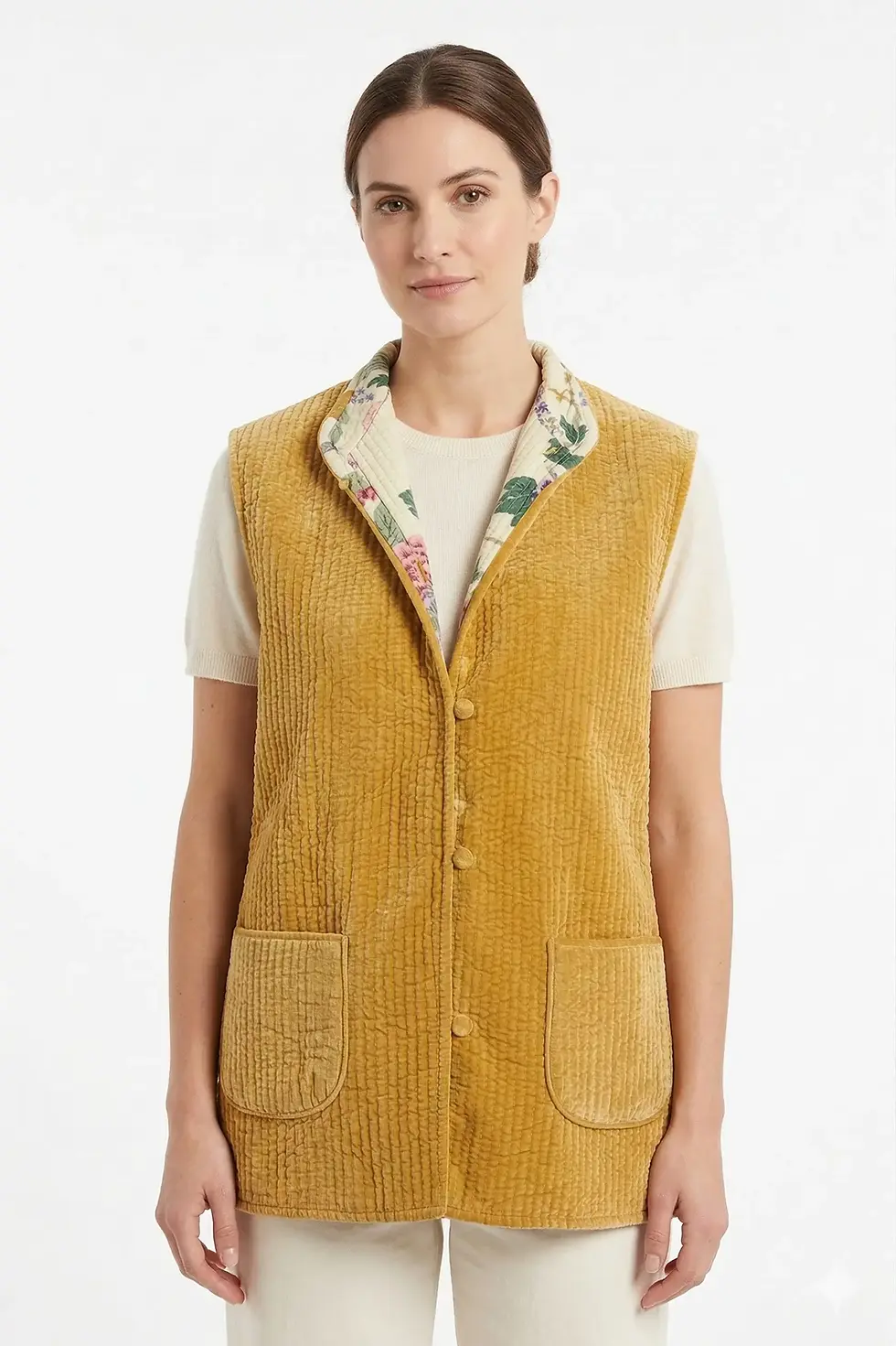 Miniature : Gilet en Velours et Coton Réversible "Golden Velvet"