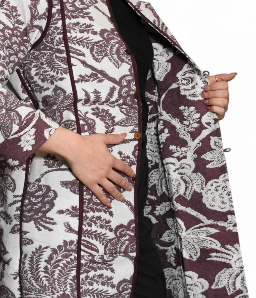 Miniature : Manteau Coton Jacquard Rouge