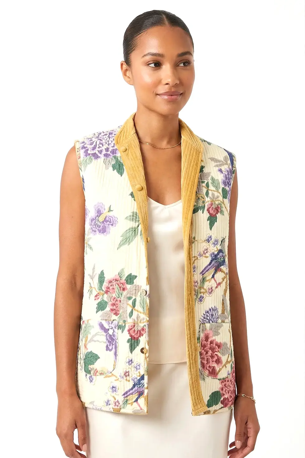 Miniaturbild: Wendbares Samt- und Baumwoll-Gilet "Golden Velvet"