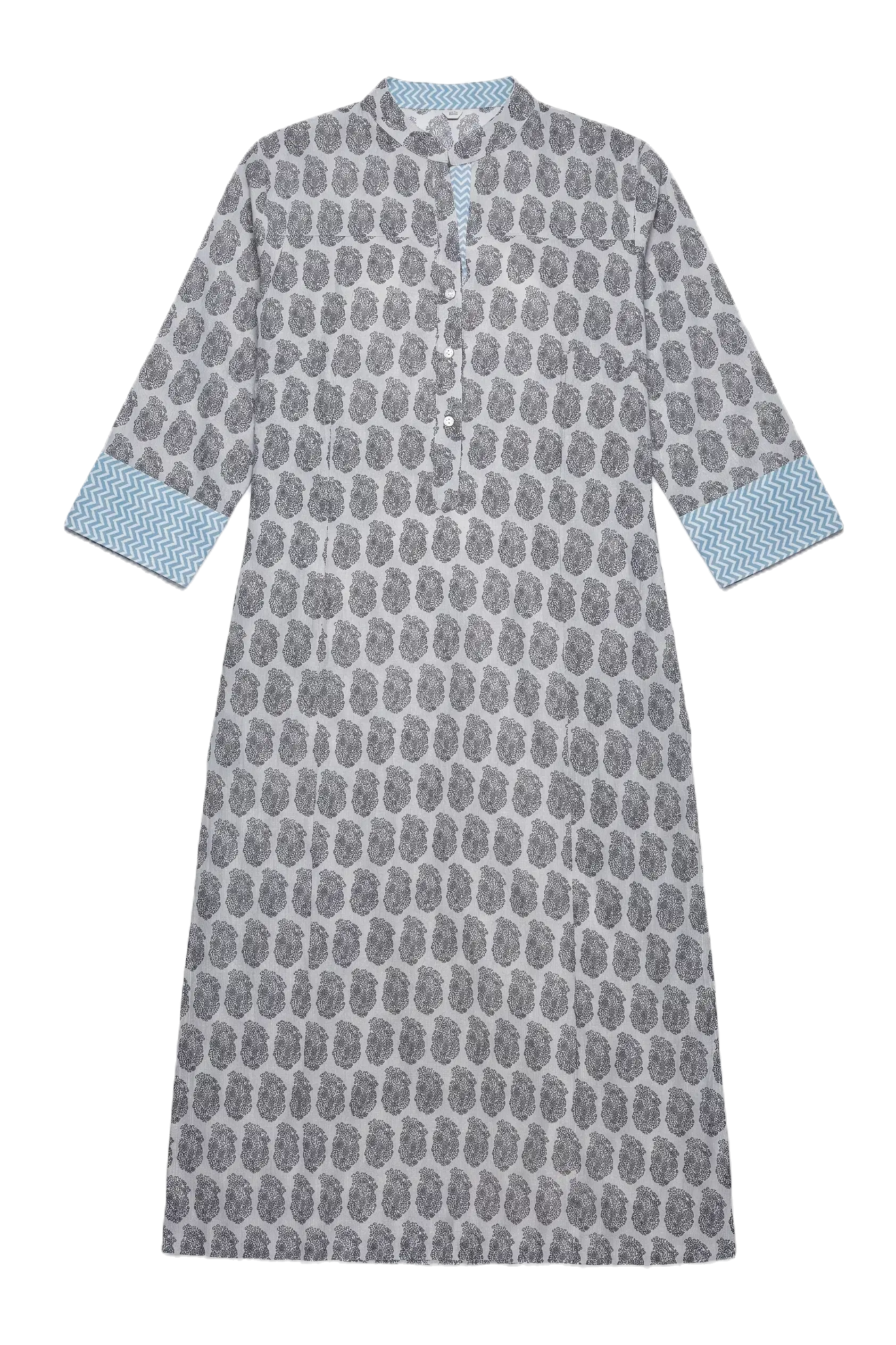 Tunique-Chemise en Coton "Aura Blanc et Indigo"