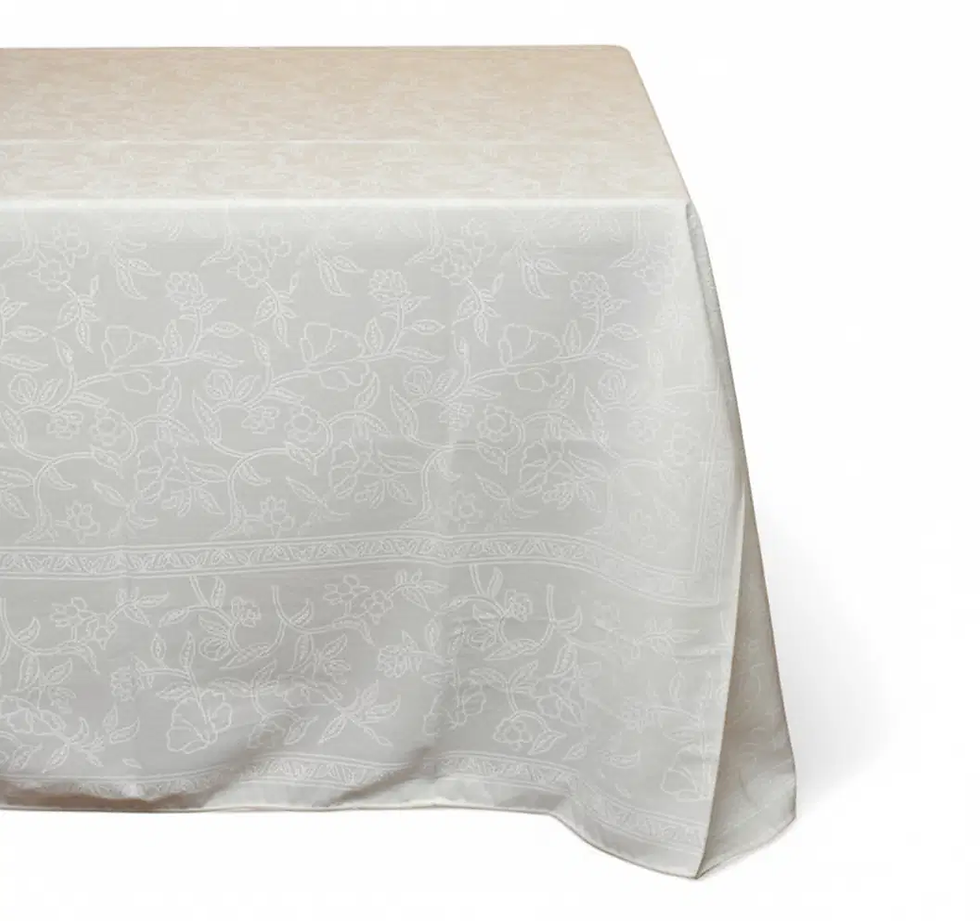 Miniature : Nappe carrée blanche Ramages 180x180cm (71x71in)
