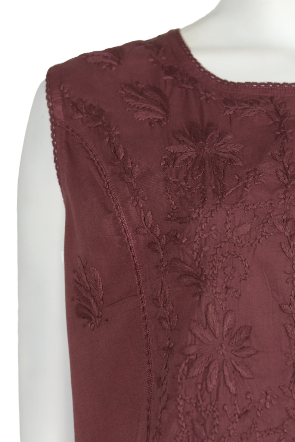 Miniaturbild: Top Smanicato in Cotone Ricamato Burgundy Bloom