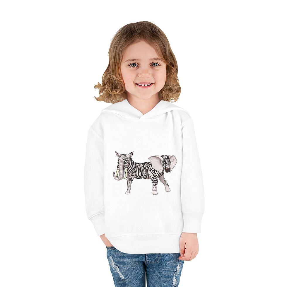 Thumbnail: ZebrElephant Toddler Hoodie — Cute Zebra-Elephant Graphic Pullover for Kids
