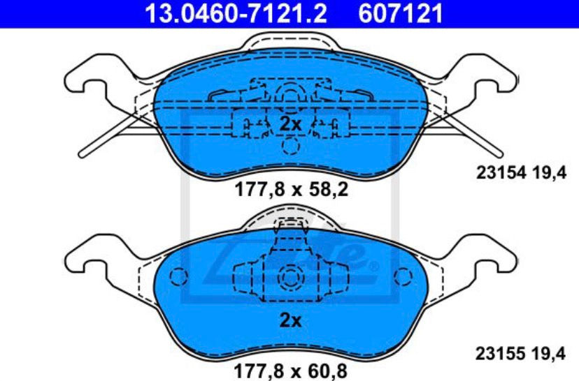 607121 PASTIGLIE ANTERIORI FORD FOCUS I