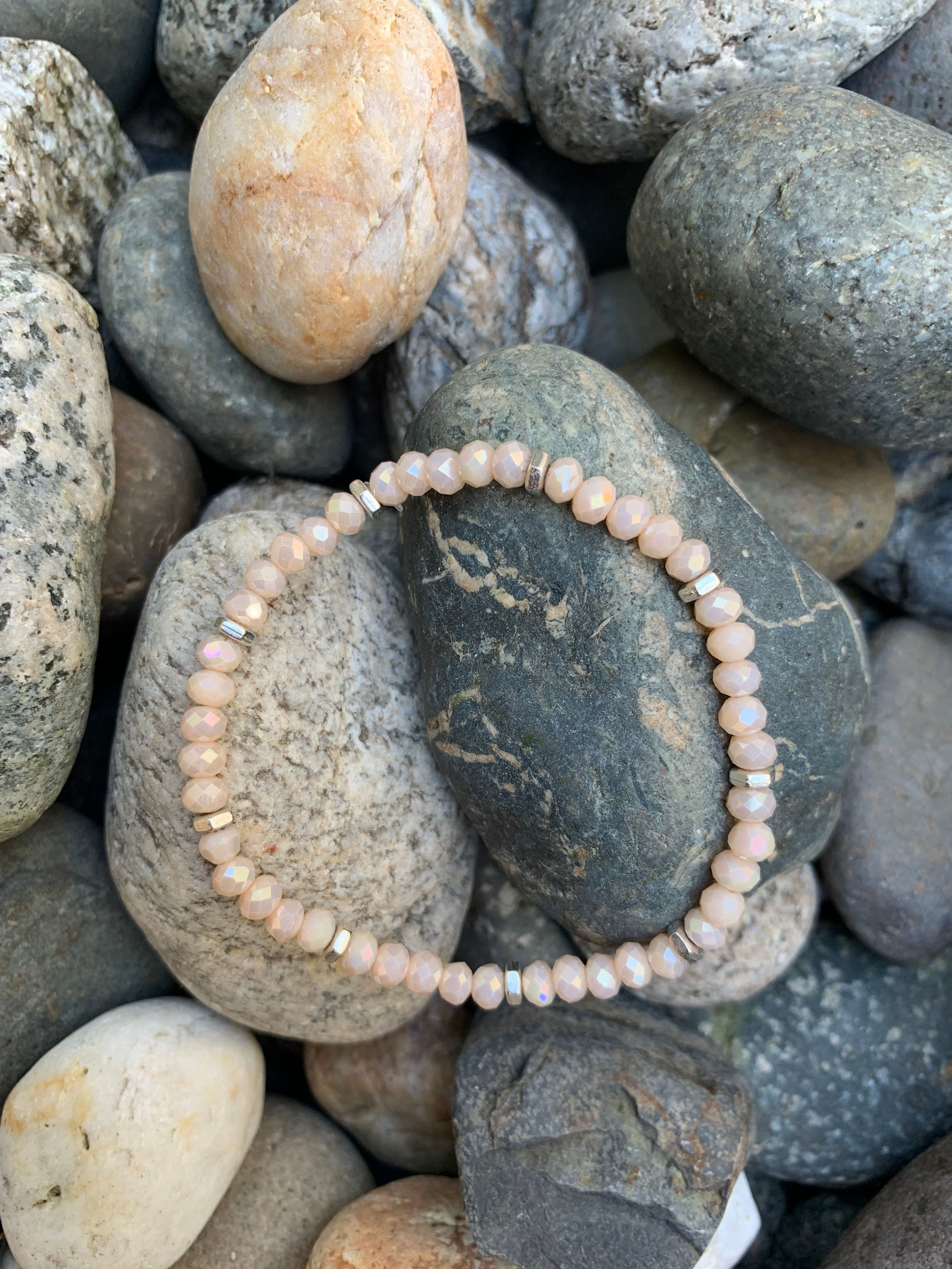 Cream and silver bracelet