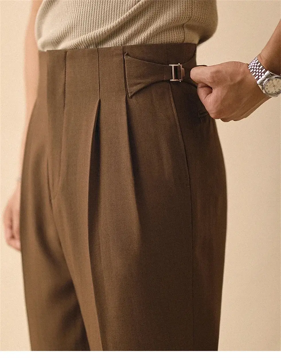 Miniatura: New Men's Summer Straight Pants Paris Button Non Ironing Loose Fitting Business