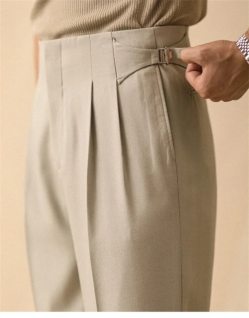 Miniatura: New Men's Summer Straight Pants Paris Button Non Ironing Loose Fitting Business