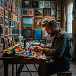 peintre préparant ses couleurs