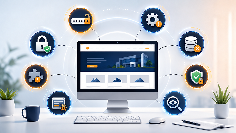 Infographie des erreurs de sécurité fréquentes sur un site web de petite entreprise.