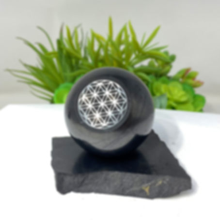 Shungite Crystal Ball + Activation Display Stand