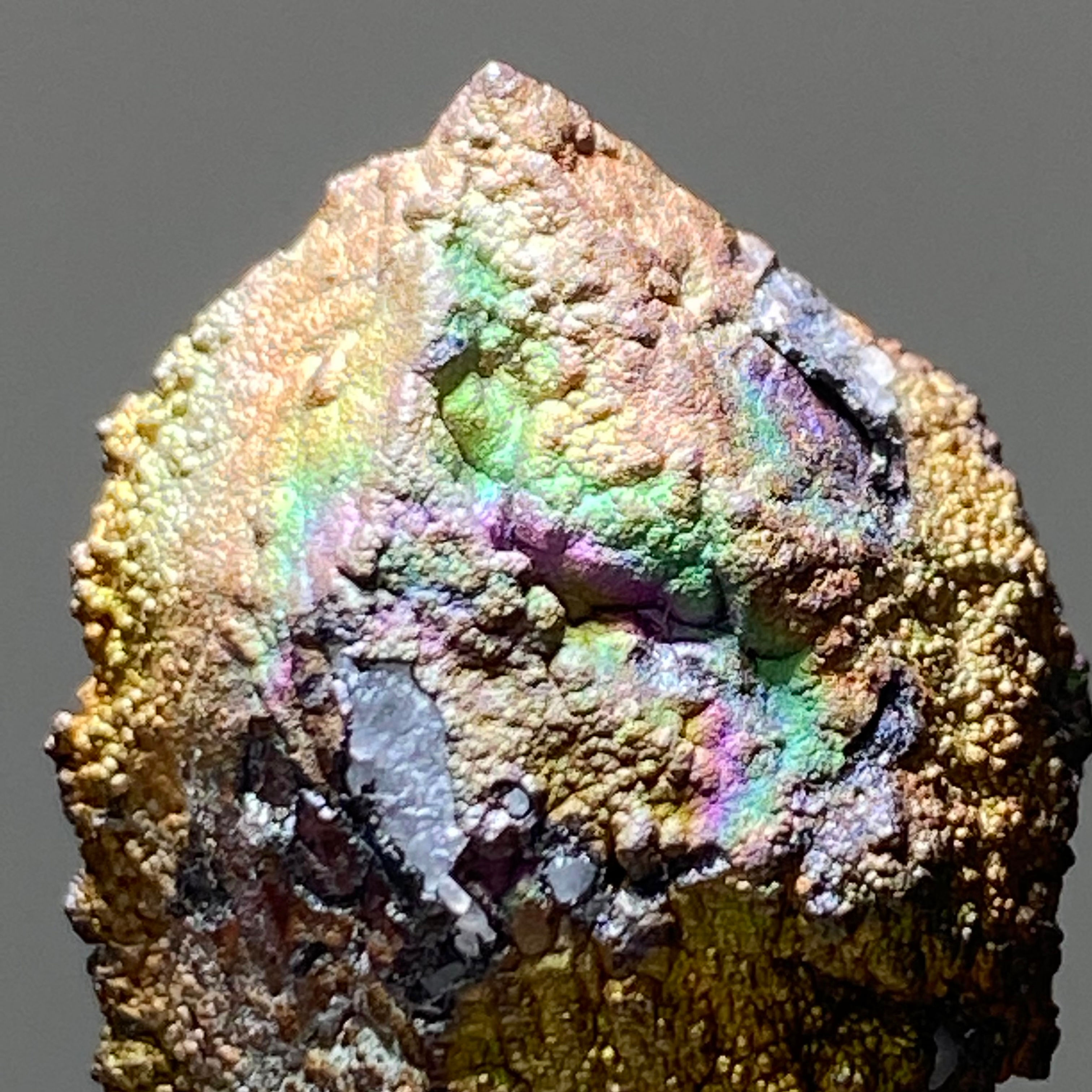 Natural Rainbow Turgite on Quartz & Hematite