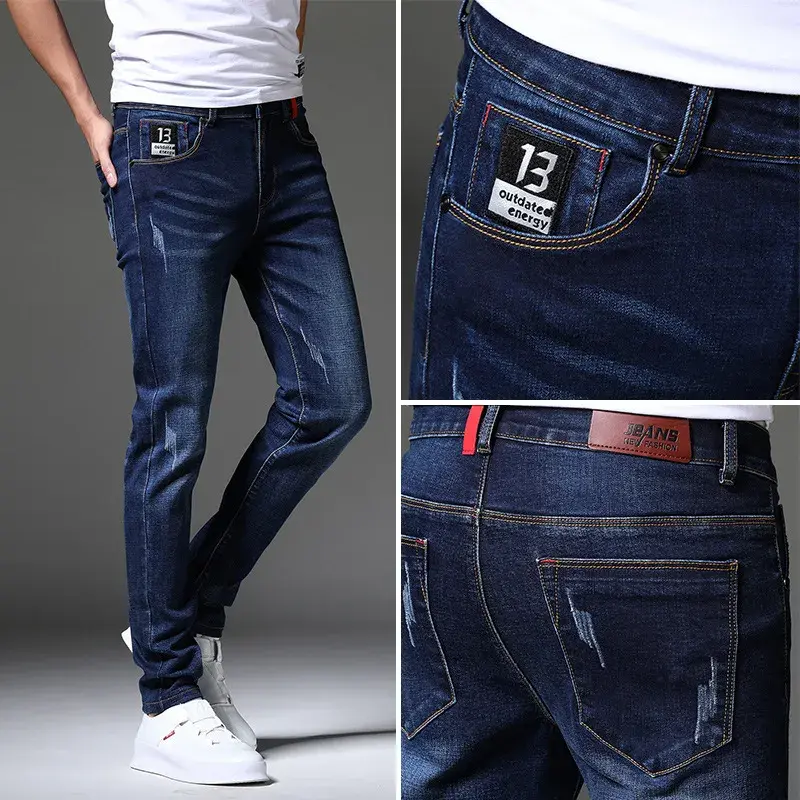 Miniature : Men Jeans Slim Fit Designer Elastic Straight Jeans