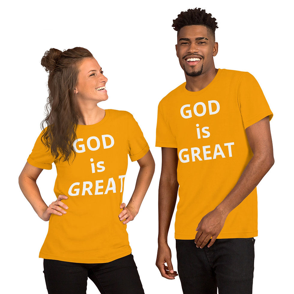 Miniature : Short-sleeve unisex t-shirt GOD is GREAT w/ in white