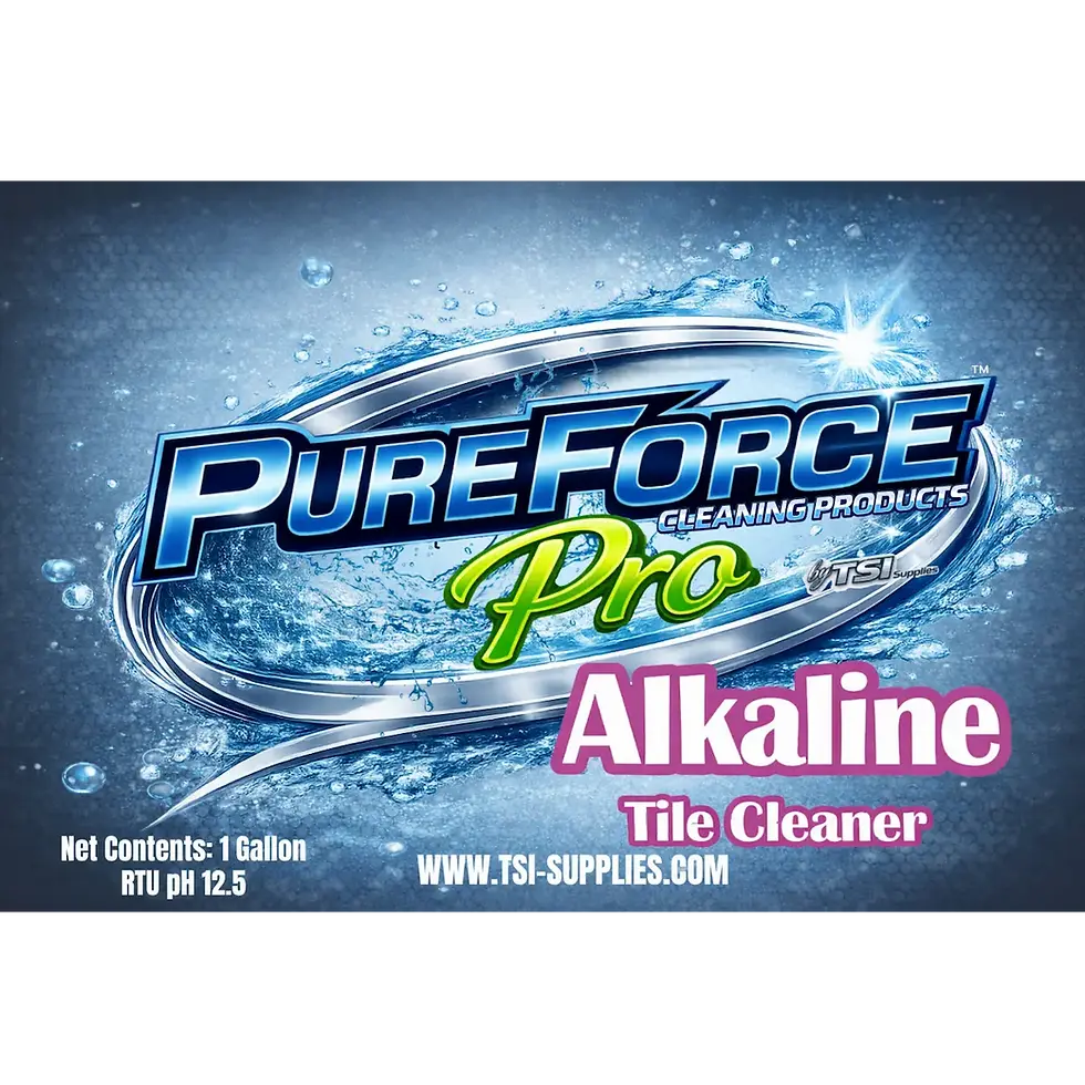 PureForce Alkaline Tile Cleaner pH 12.5 in a 1-gallon bottle label