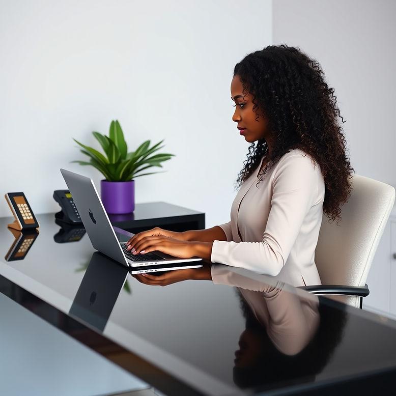 Need side view picture of a light-skinned black woman with long, curly hair - sitting at a