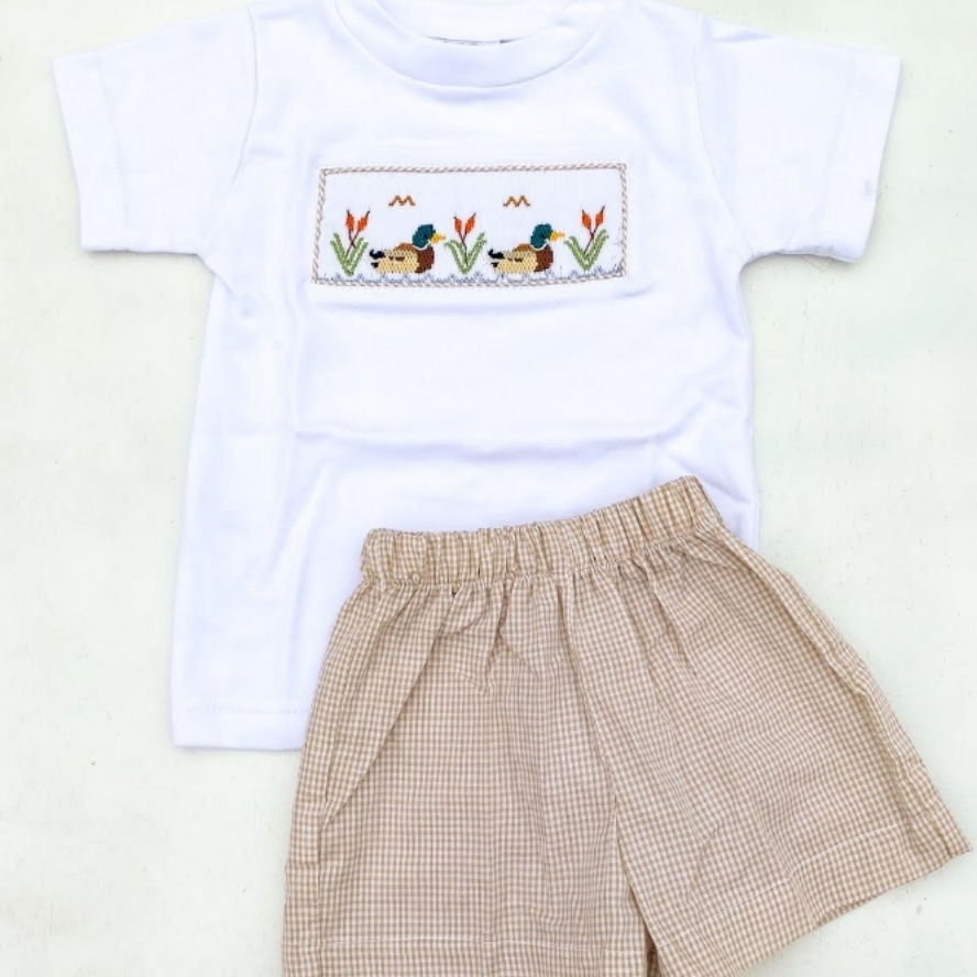 Boys Smocked Duck Short Set