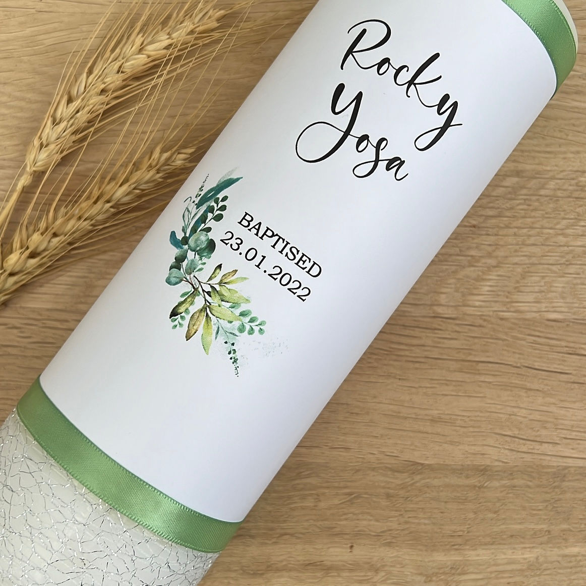 Large Baptism candle with florals