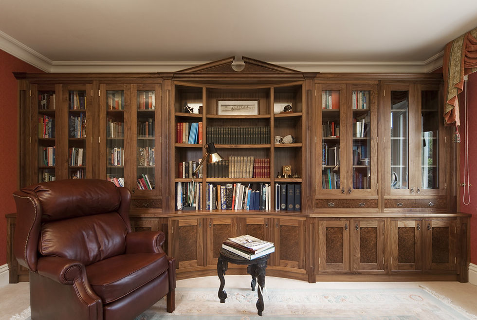Bespoke curved study in walnut